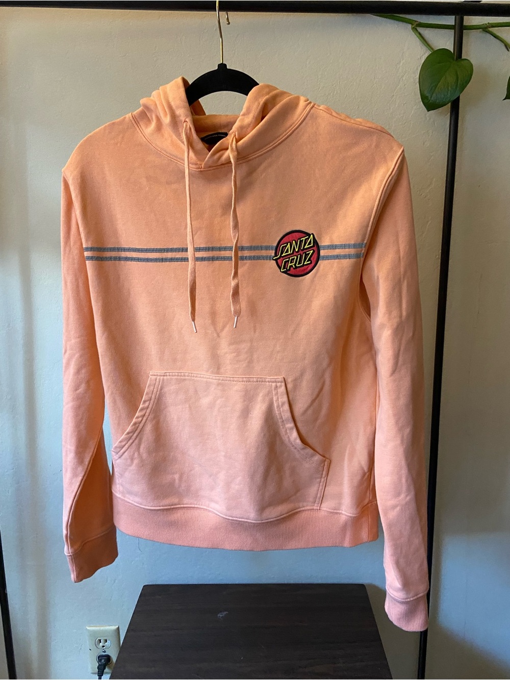 Santa Cruz Peach Hooded Sweatshirt with Striped Detail